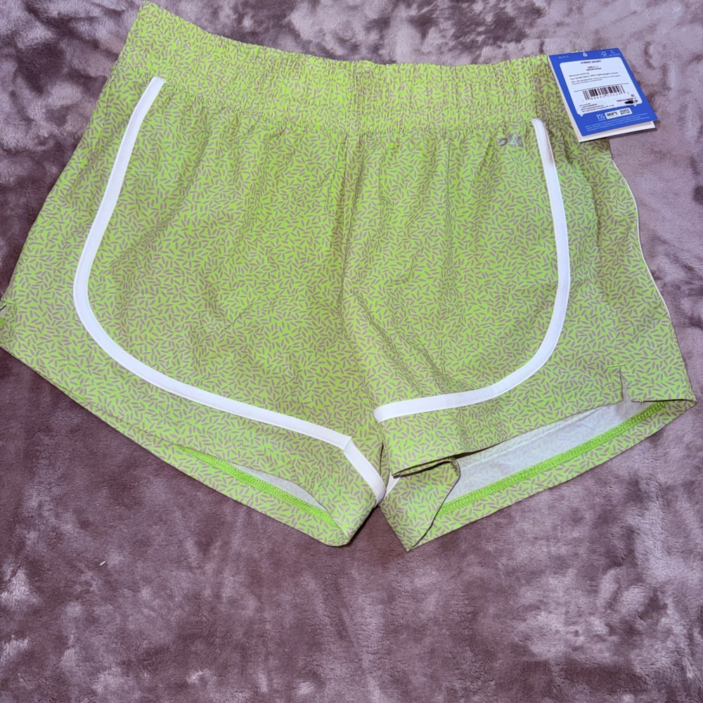 DSG Stride Short Girls L Neon Pear New Leaf Print Athletic Mid-Rise Dolphin